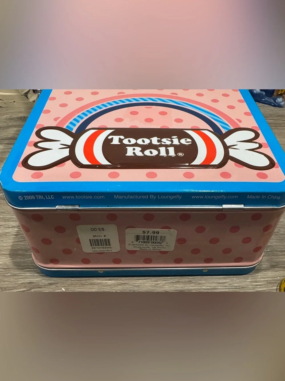 Loungefly Tootsie Roll Pink & Blue Polka Dot Tin